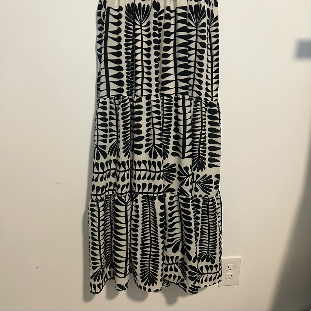 New Baltic Born Austin Kimono Dress in black and cream print v-neck short sleeve - Picture 5 of 9